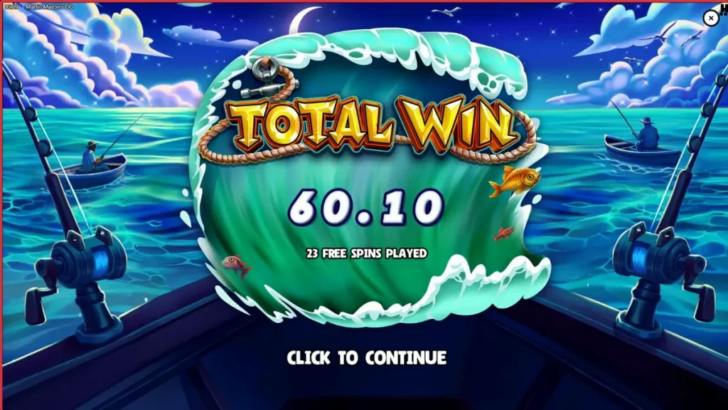 Tampilan visual slot Marlin Masters OG dengan tema memancing di laut lepas
